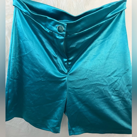 Blue/Teal Satin Short & Bodysuit Set - Picture 3 of 5